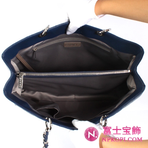シャネル CHANEL キャビアスキン トートバッグ ブルー＆シルバー A66865AZQWE【2012年新作】